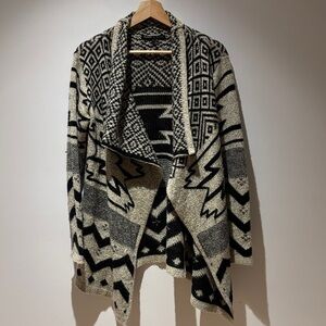 Heart Soul Black and Cream Patterned Cardigan